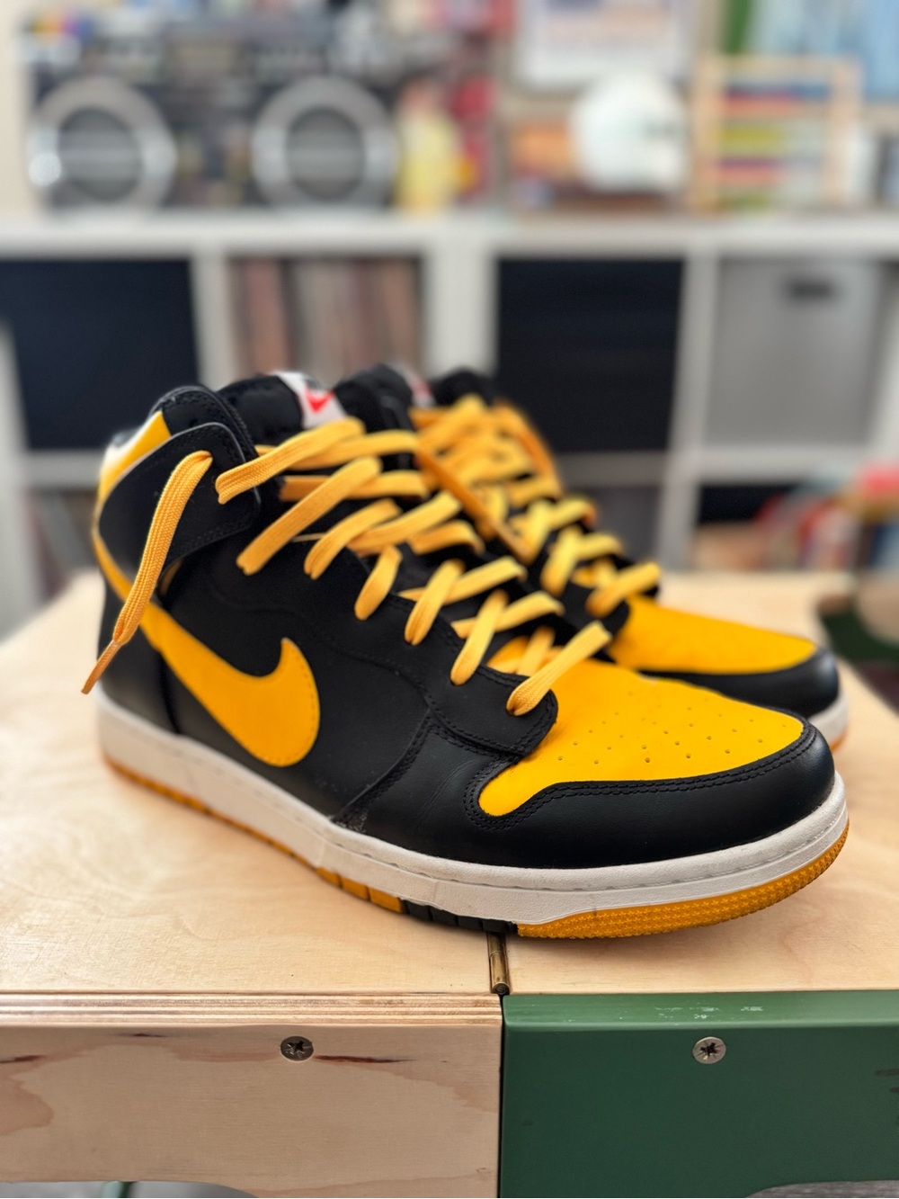 Nike Black and Yellow High-Top Sneakers - Men's Fashion Court Style